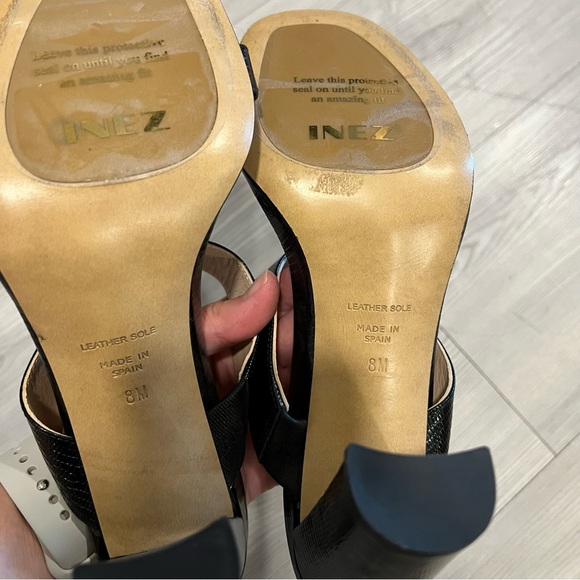 Inez sara black lizard emboss Sandals - Picture 8 of 9